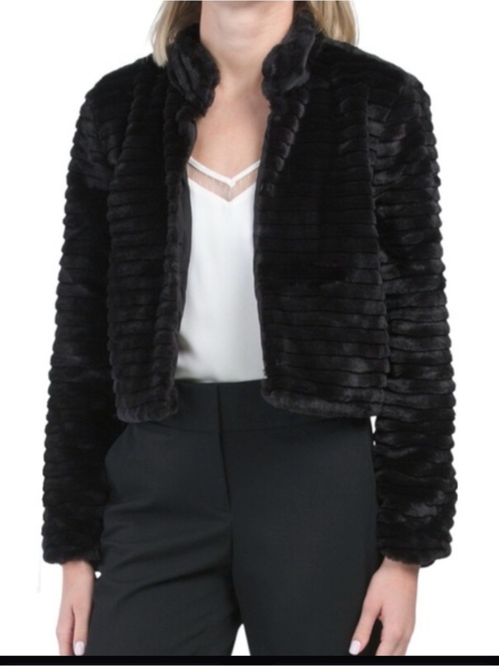 Betsey Johnson Dark Brown Faux Fur Cropped Jacket